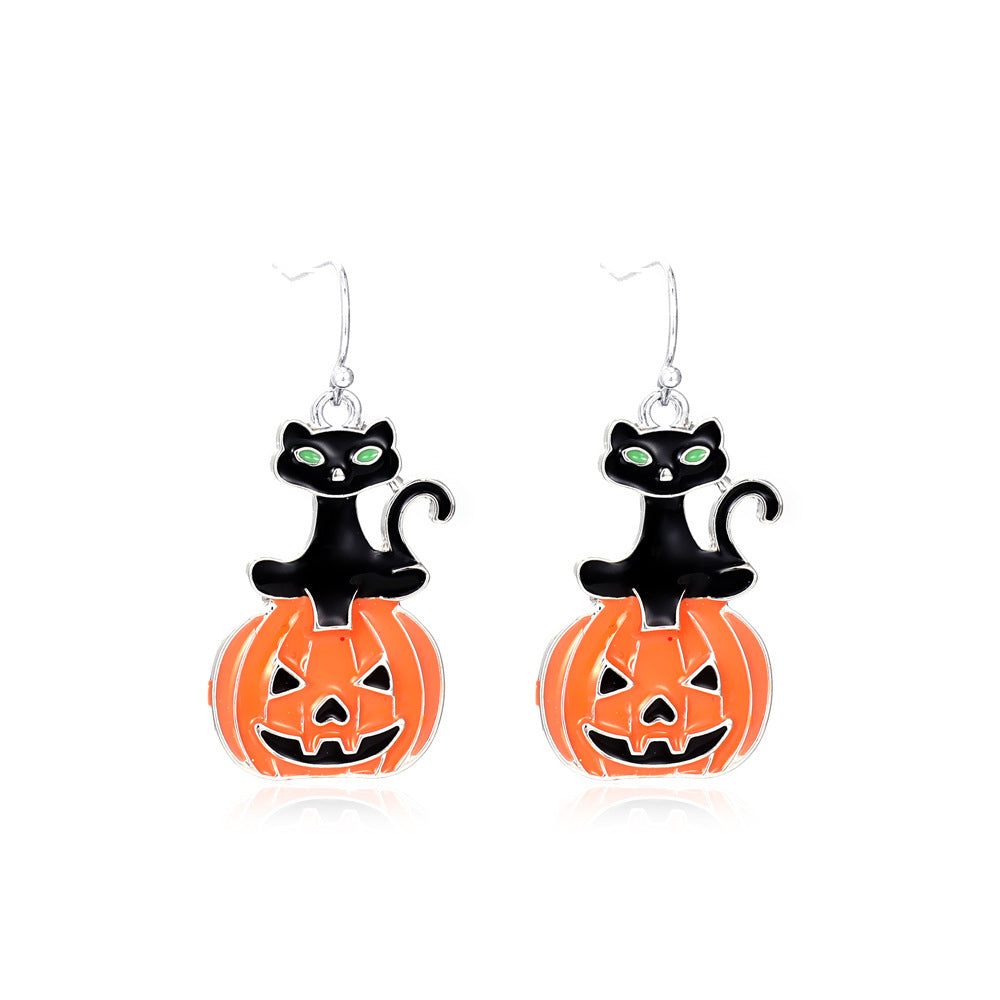 Wholesale Halloween Fun Ghost Pumpkin Spider Alloy Earrings